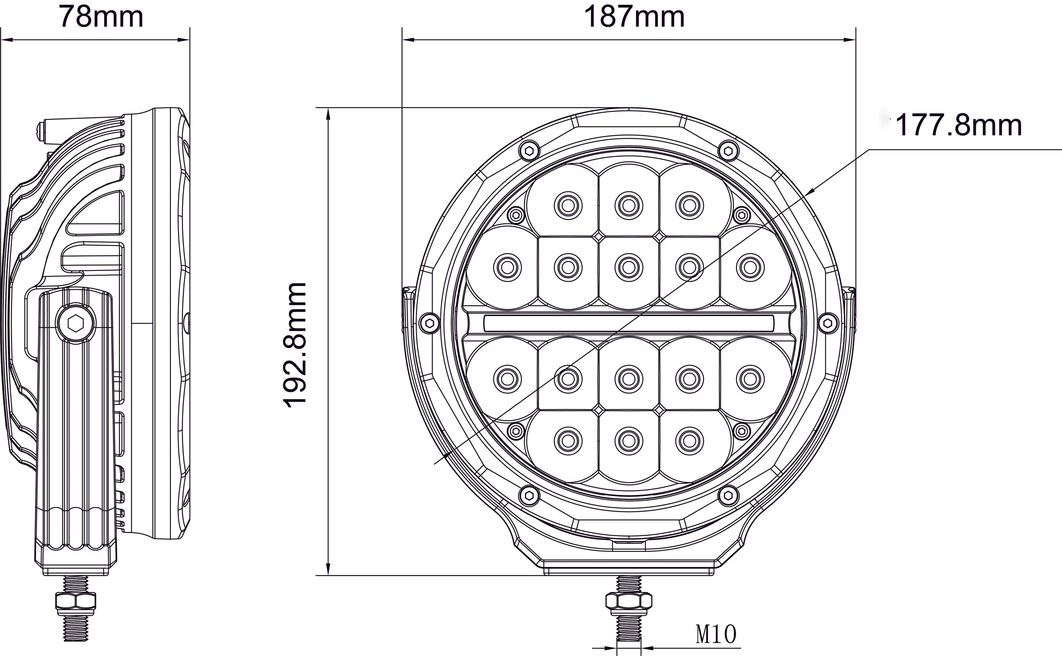 7" Hi-Lux Round LED Driving Light 10-20157 Spot Driving Beam